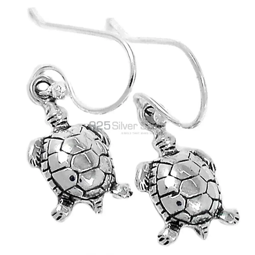 " Tortoise Design Earrings In Fine 925 Sterling Silver 925SE2901"_0