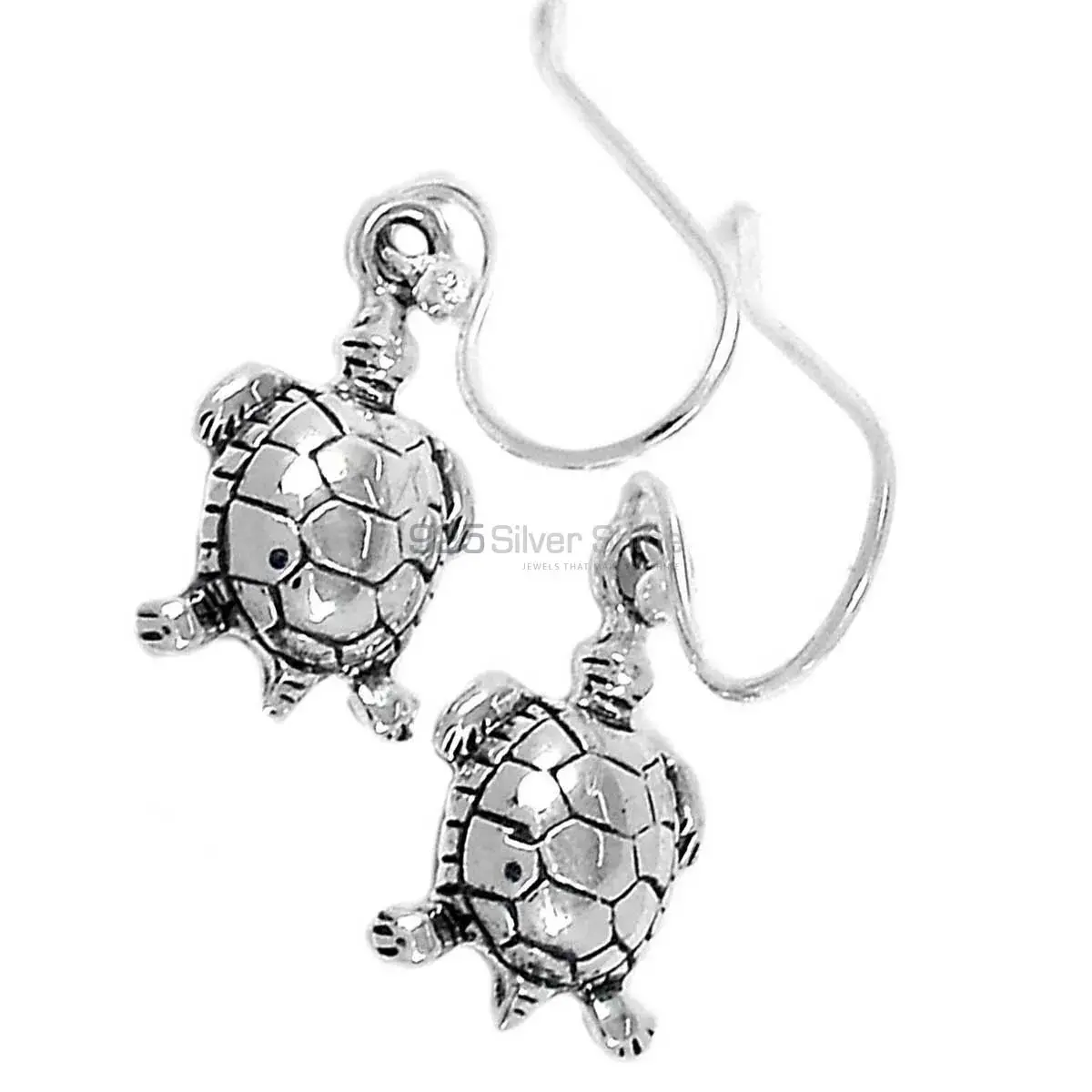 " Tortoise Design Earrings In Fine 925 Sterling Silver 925SE2901"_2