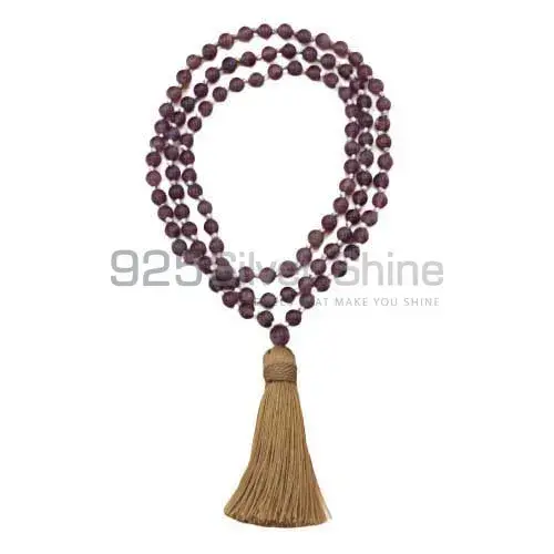 108 Beads Amethyst Prayer Mala Knotted Necklace 925MBC100