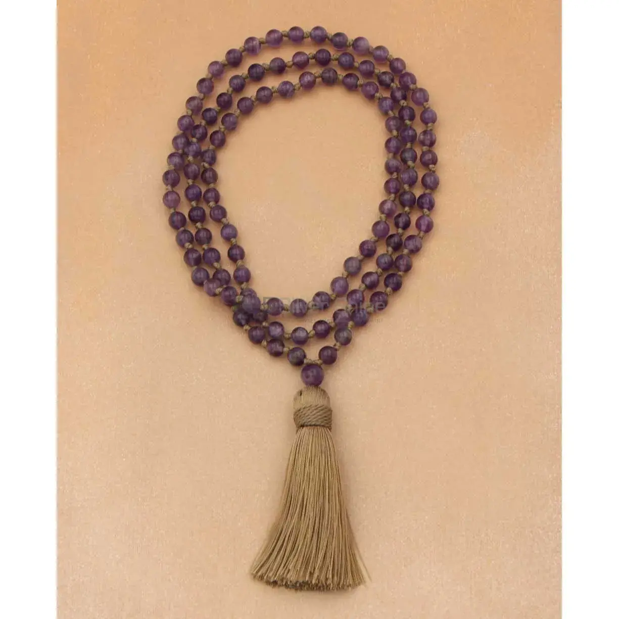 108 Beads Amethyst Prayer Mala Knotted Necklace 925MBC100_2