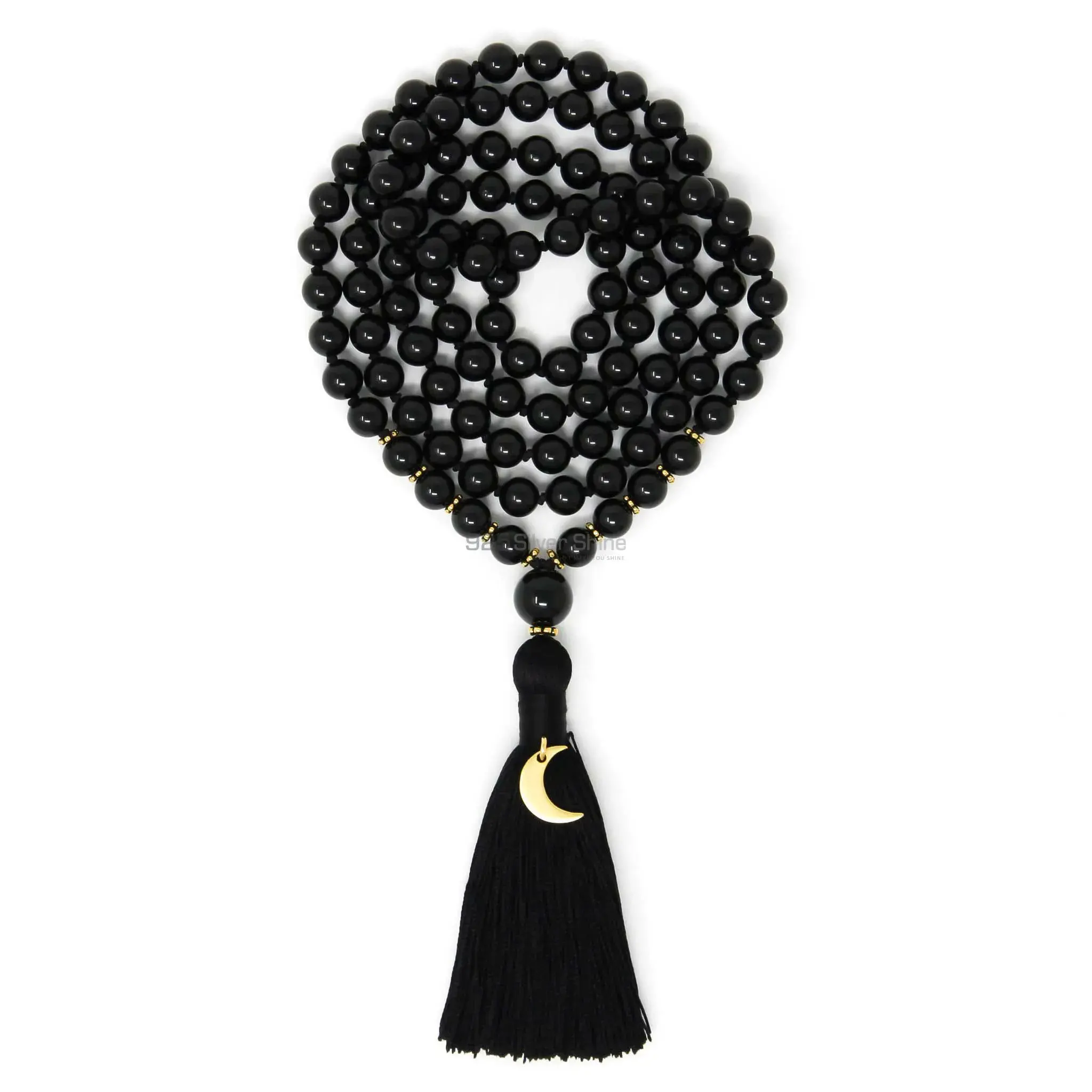 108 Beads Black Tourmaline Meditation Mala Necklace 925MBC104_1