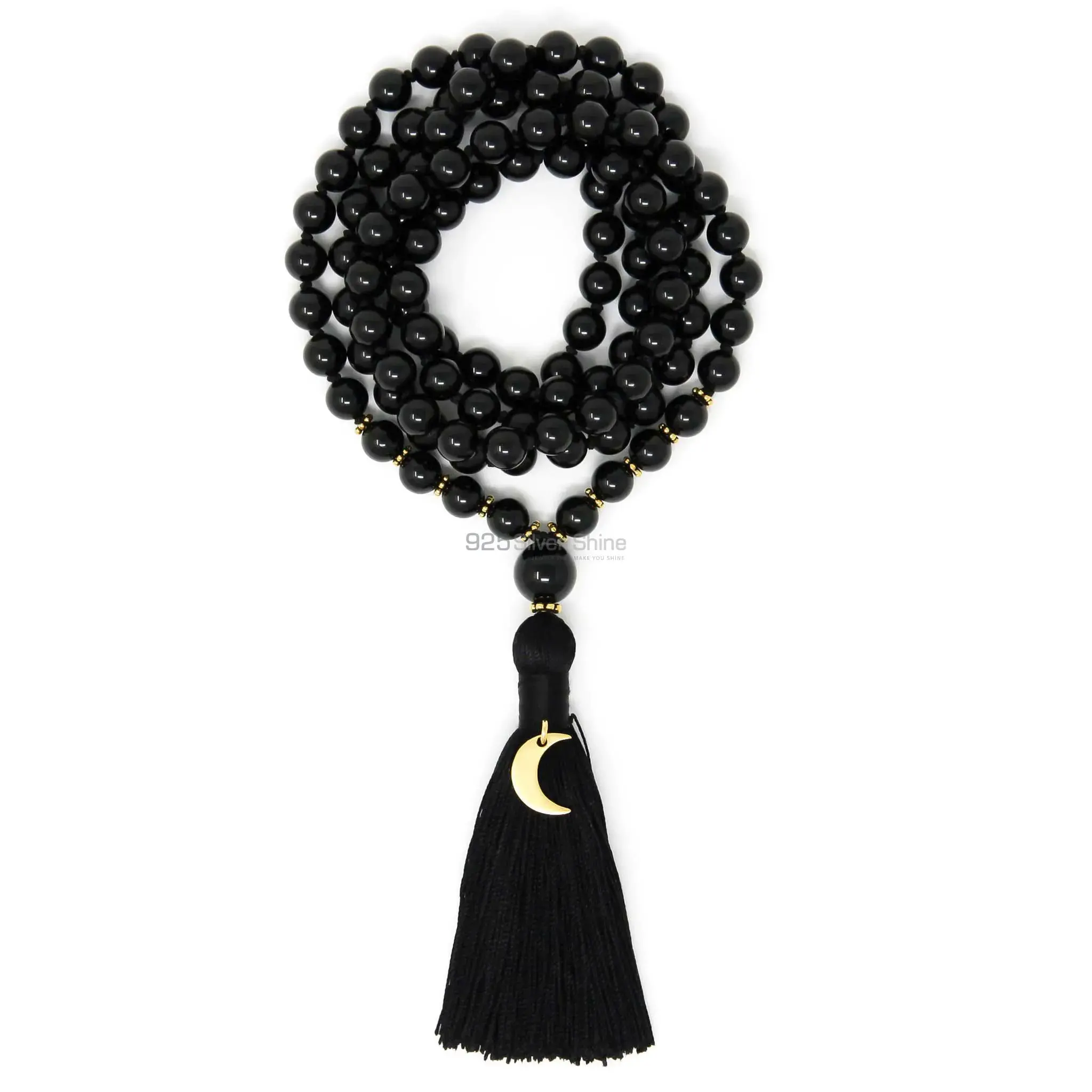 108 Beads Black Tourmaline Meditation Mala Necklace 925MBC104_2