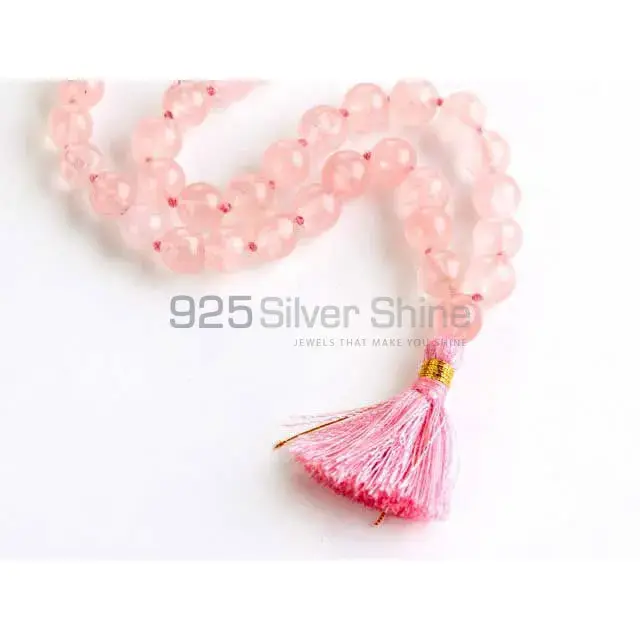 108 Semi Precious Faceted Rose Quartz Gemstone with Tassel for Mantra and Meditation-Yoga-Reiki-Chakra Stones 925MBC121_1