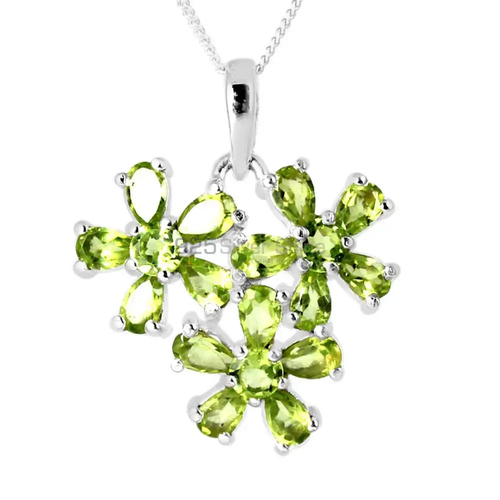 925 Sterling Silver Handmade Pendant In Natural Semi Precious Peridot Gemstone 925SP220-2