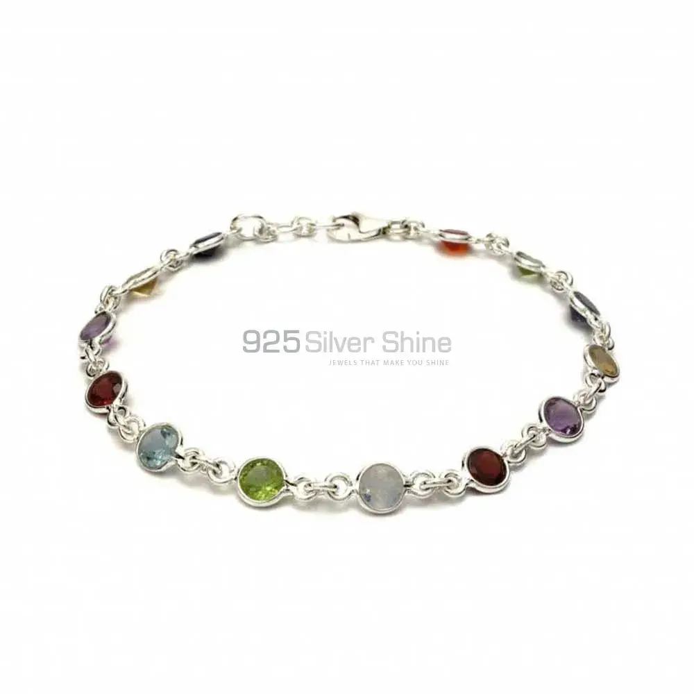925 Fine Silver Bracelets Suppliers In Multi Stone Gemstone Jewelry 925SB252