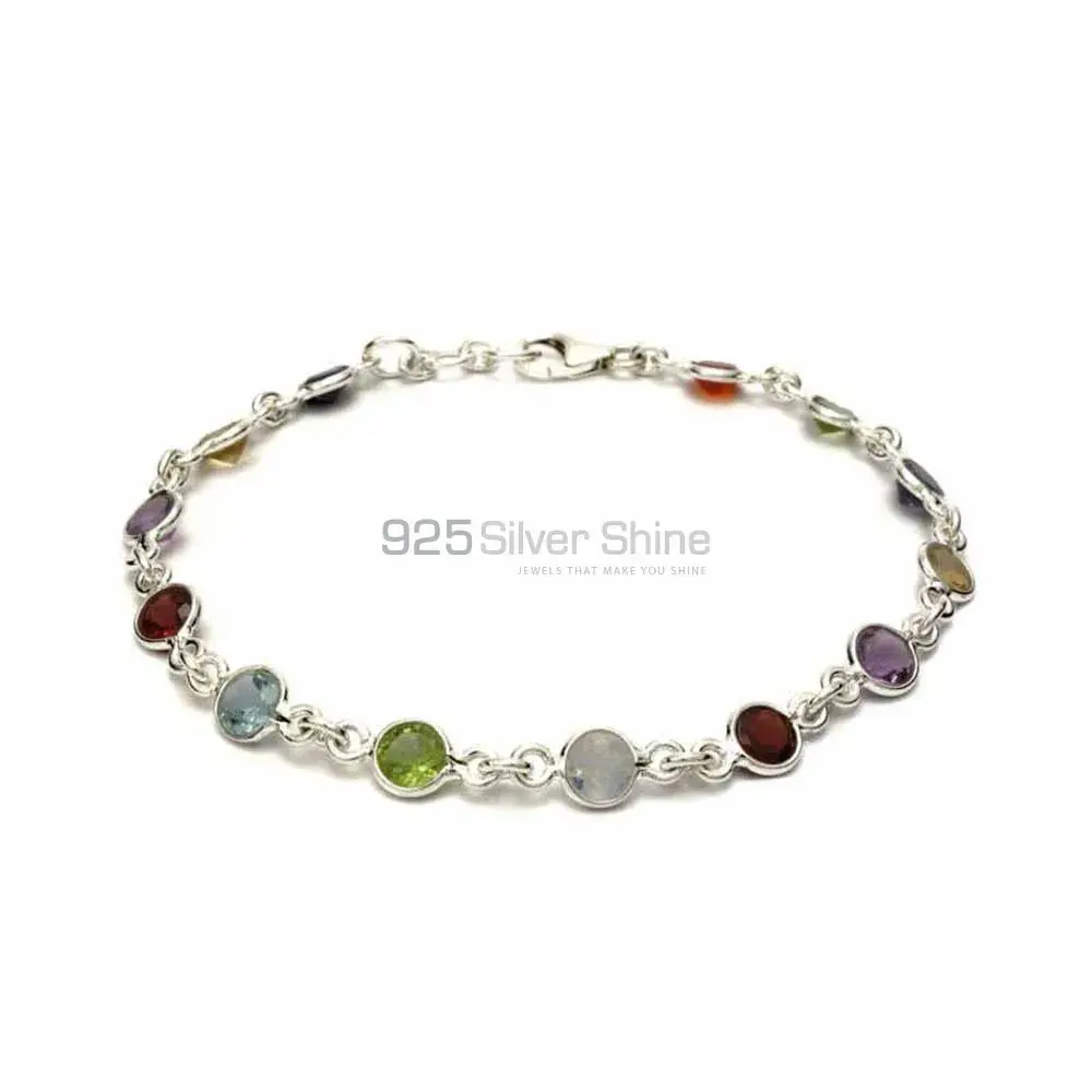 925 Fine Silver Bracelets In Multi Stone Gemstone Jewelry 925SB252