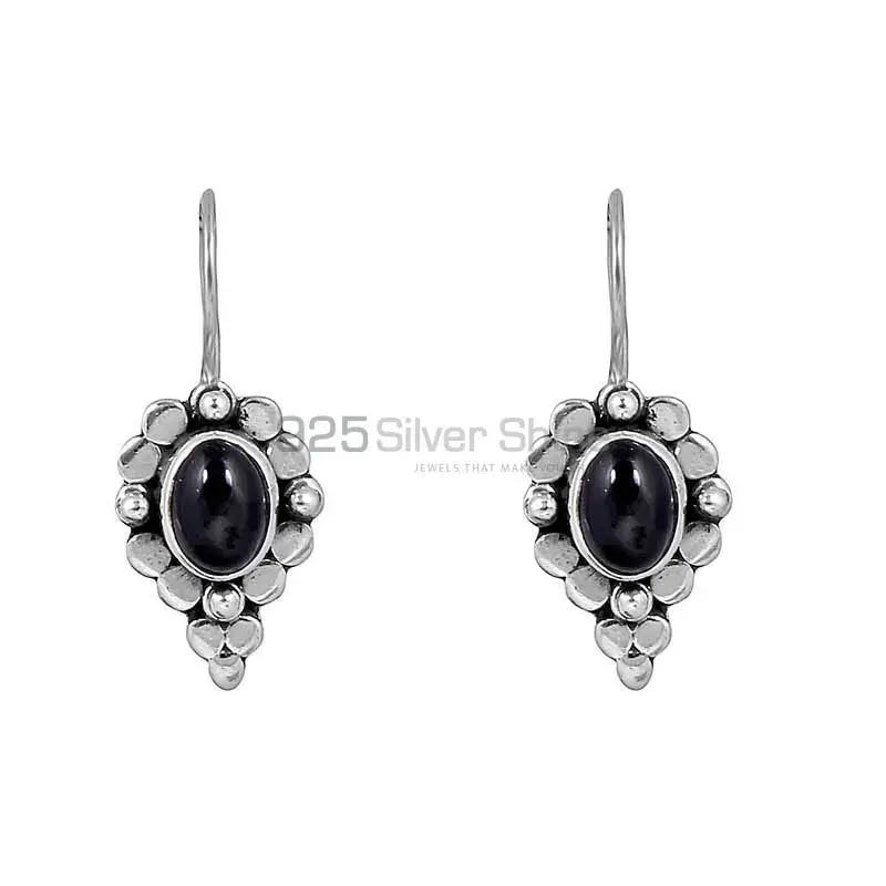 925 Fine Silver Earring In Natural Black Onyx Gemstone Jewelry 925SE134