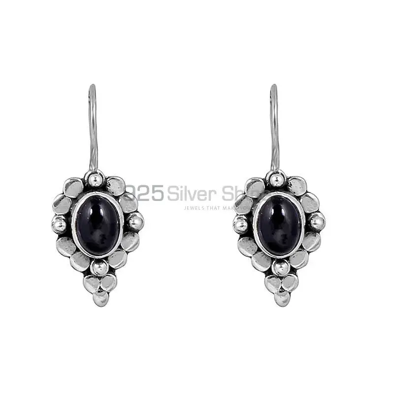 925 Fine Silver Earring In Natural Black Onyx Gemstone Jewelry 925SE134_0