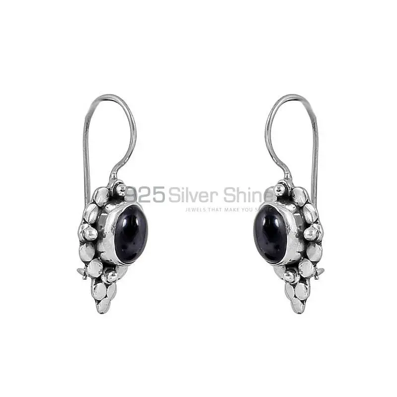 925 Fine Silver Earring In Natural Black Onyx Gemstone Jewelry 925SE134_0