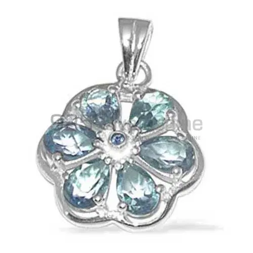 925 Fine Silver Pendants Suppliers In Blue Topaz Gemstone Jewelry 925SP1370