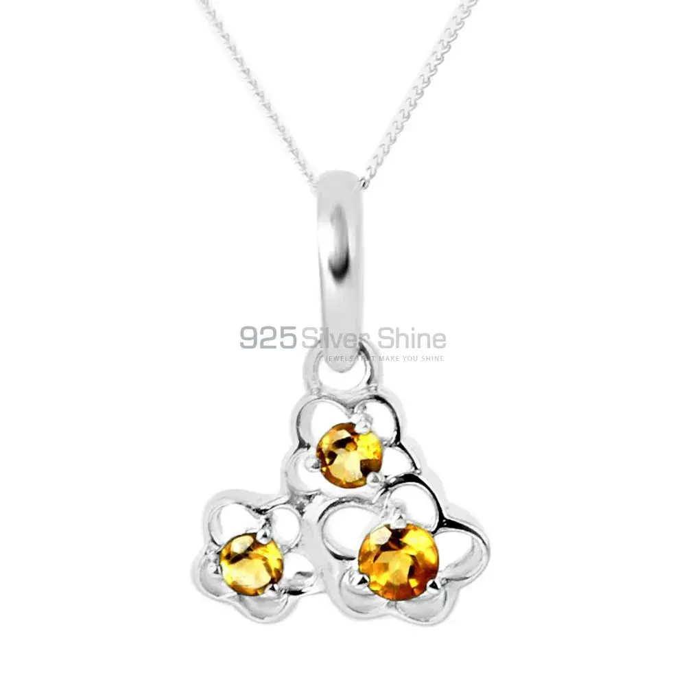 925 Fine Silver Pendants Suppliers In Citrine Gemstone Jewelry 925SP213-3