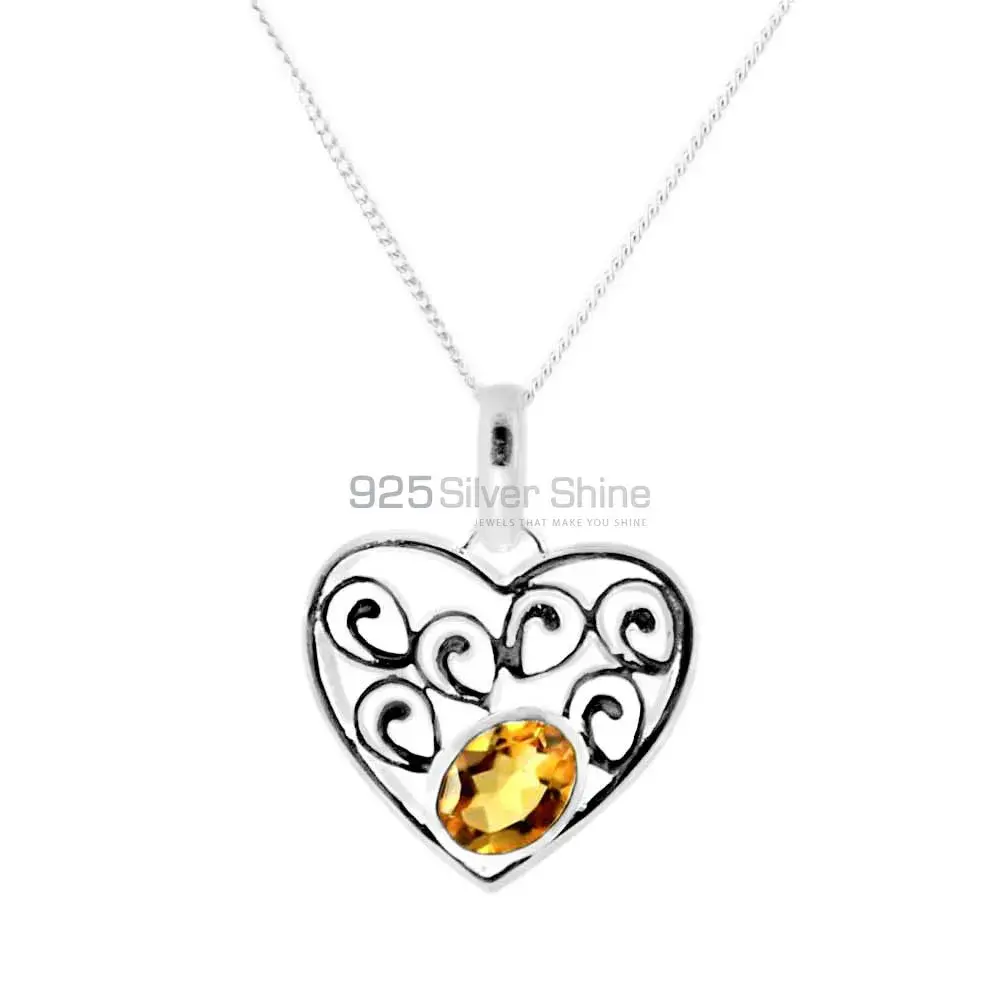 925 Fine Silver Pendants Suppliers In Citrine Gemstone Jewelry 925SP222-2
