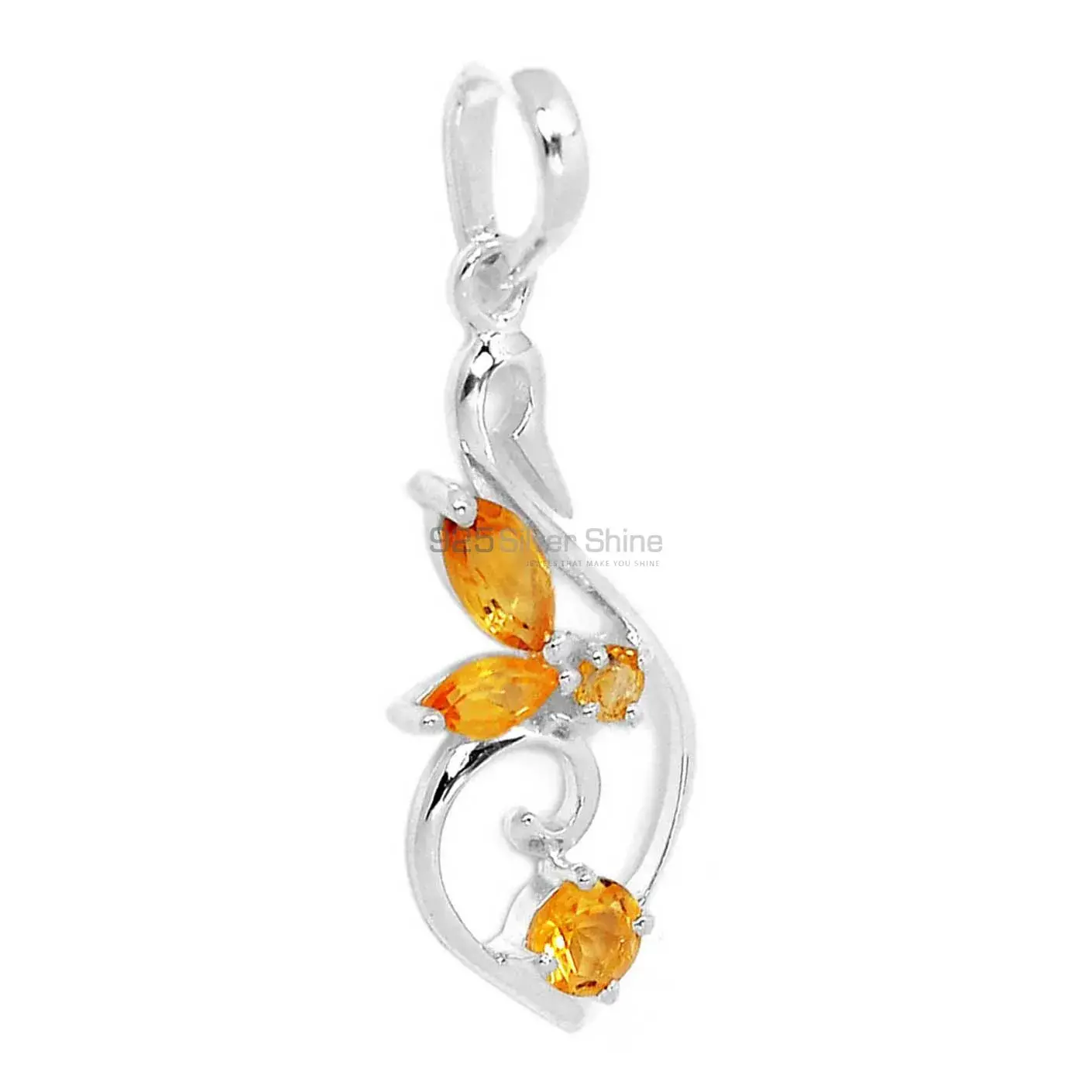 925 Fine Silver Pendants In Citrine Gemstone Jewelry 925SP288-2_0