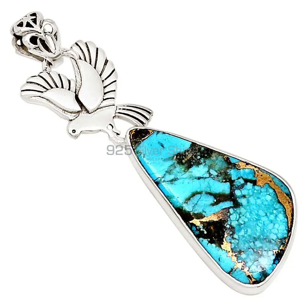 925 Fine Silver Pendants Suppliers In Copper Turquoise Gemstone Jewelry 925SP190-4