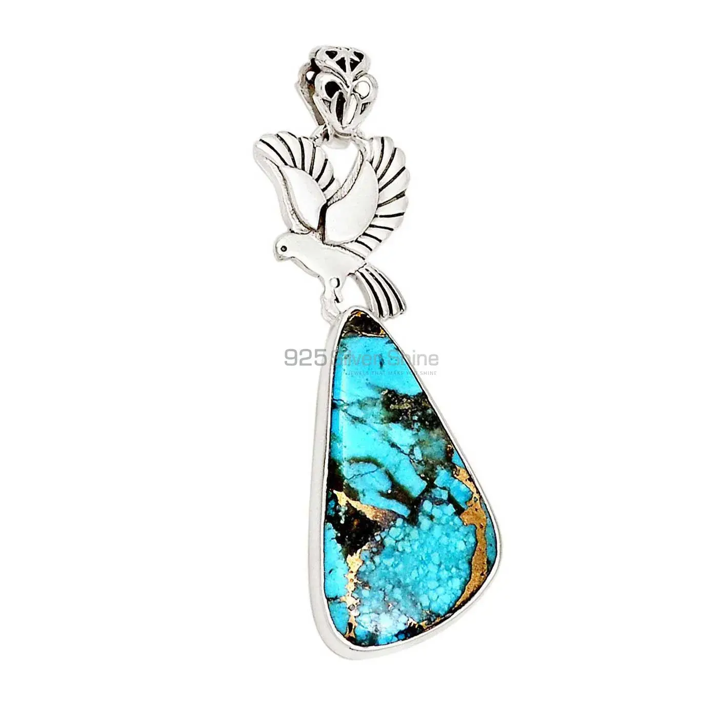 925 Fine Silver Pendants In Copper Turquoise Gemstone Jewelry 925SP190-4_2