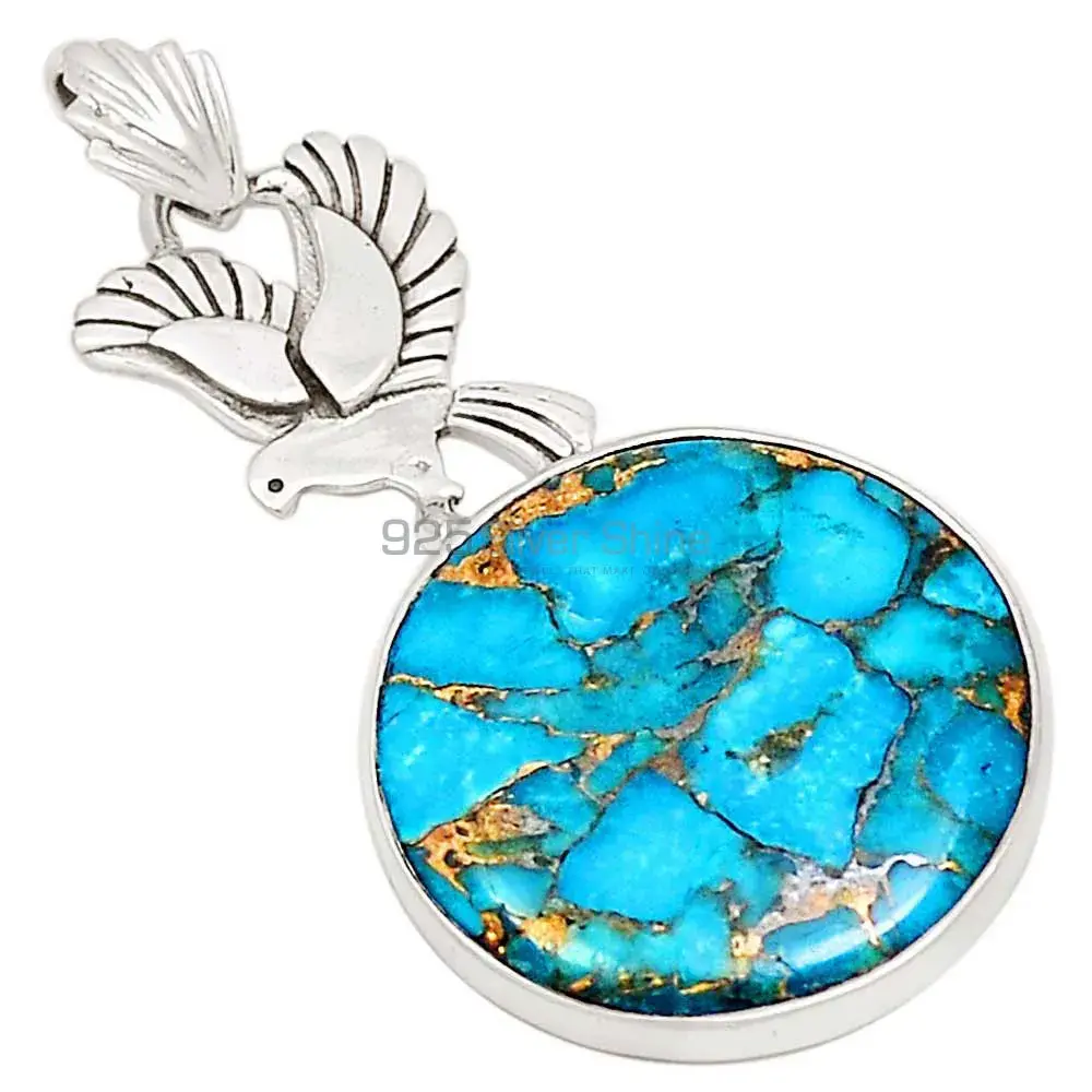 925 Fine Silver Pendants Suppliers In Copper Turquoise Gemstone Jewelry 925SP190-4_2