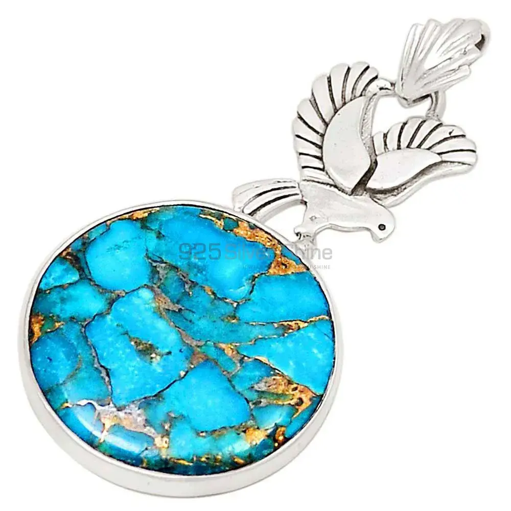925 Fine Silver Pendants Suppliers In Copper Turquoise Gemstone Jewelry 925SP190-4_3
