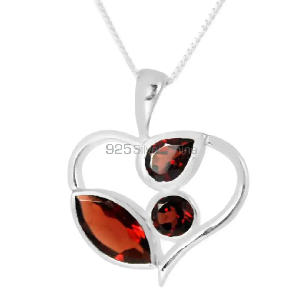 925 Fine Silver Pendants Suppliers In Garnet Gemstone Jewelry 925SP229-3