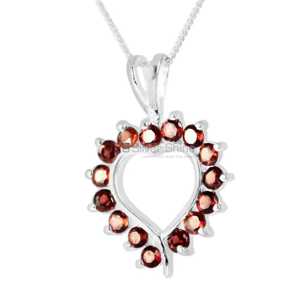 925 Fine Silver Pendants In Garnet Gemstone Jewelry 925SP238-2_0
