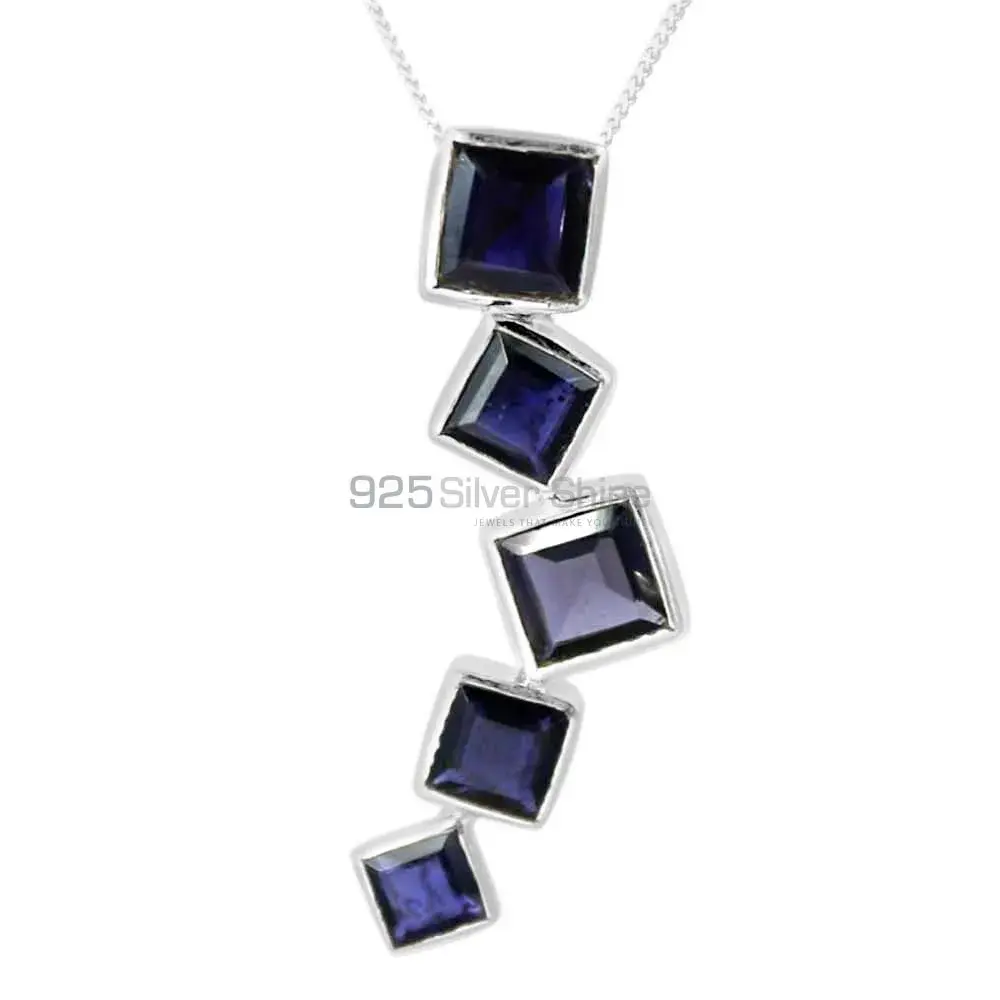 925 Fine Silver Pendants Suppliers In Iolite Gemstone Jewelry 925SP246-1