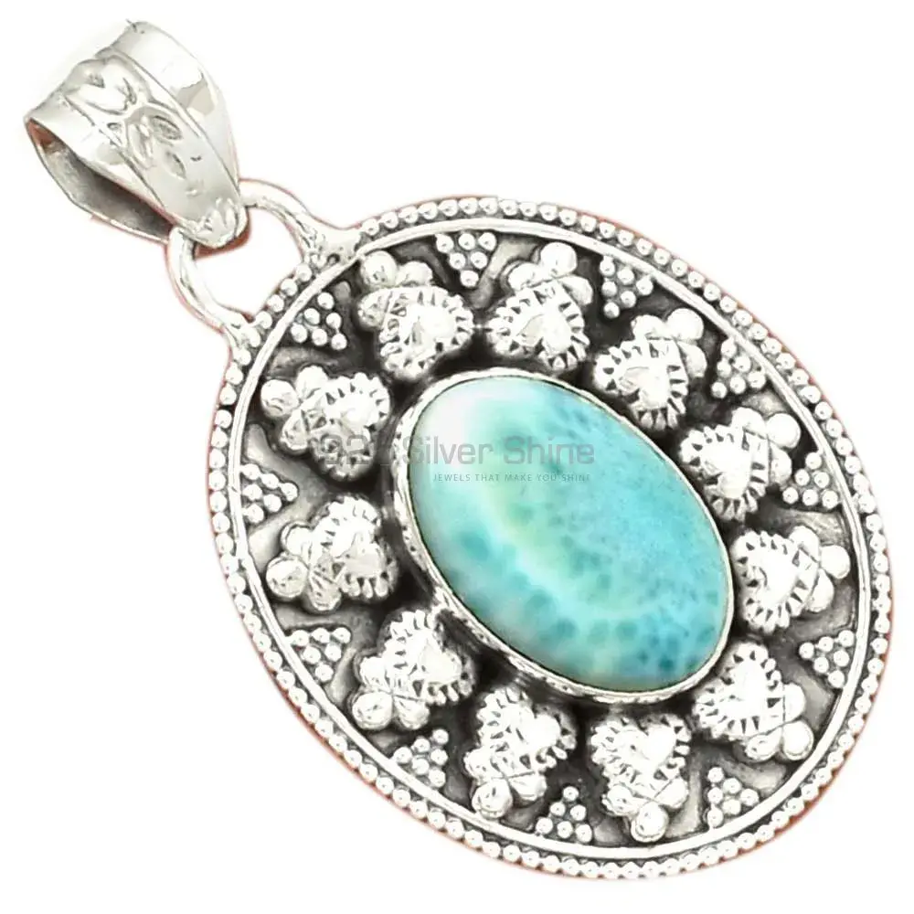 925 Fine Silver Pendants In Larimar Gemstone Jewelry 925SP073-4_0