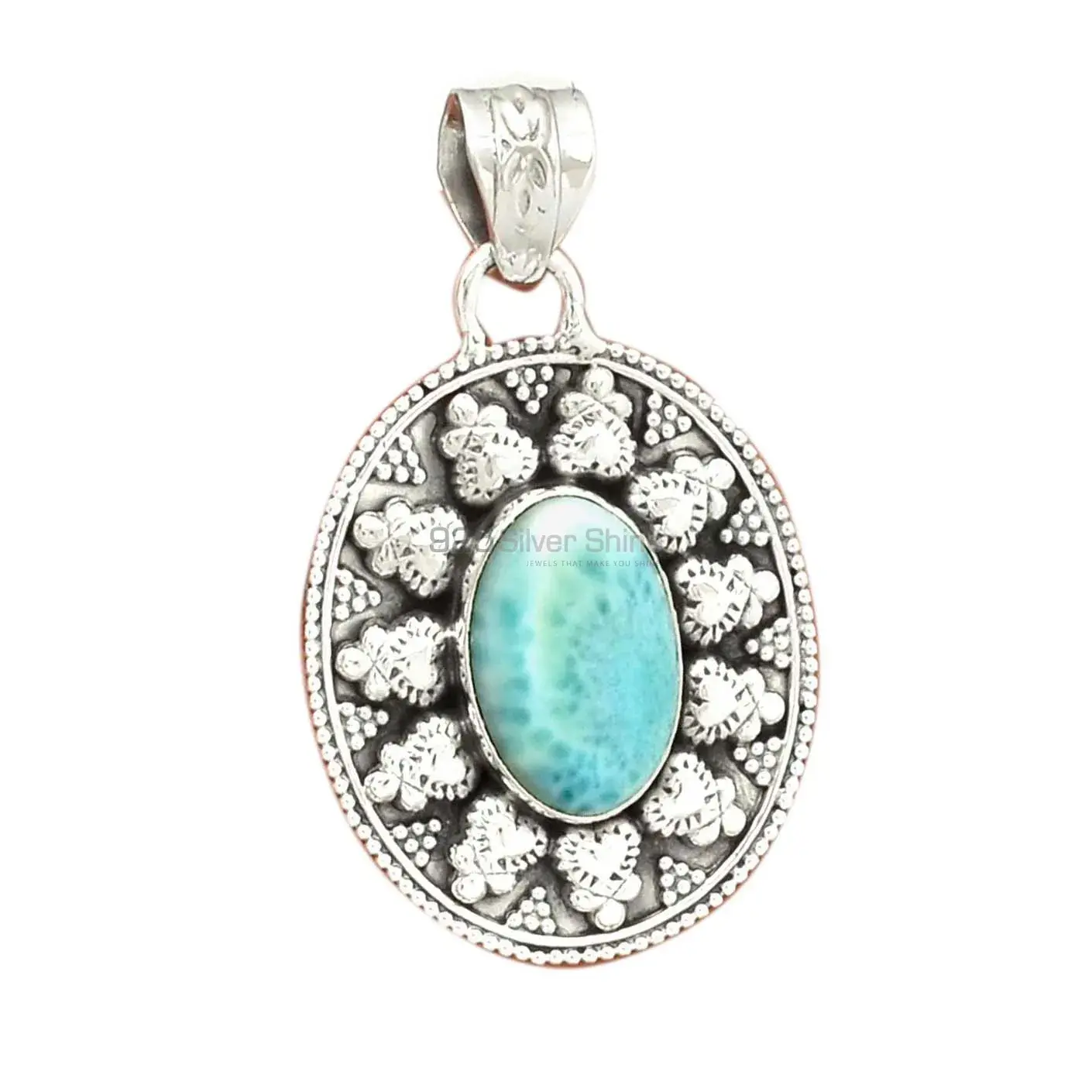 925 Fine Silver Pendants In Larimar Gemstone Jewelry 925SP073-4_2