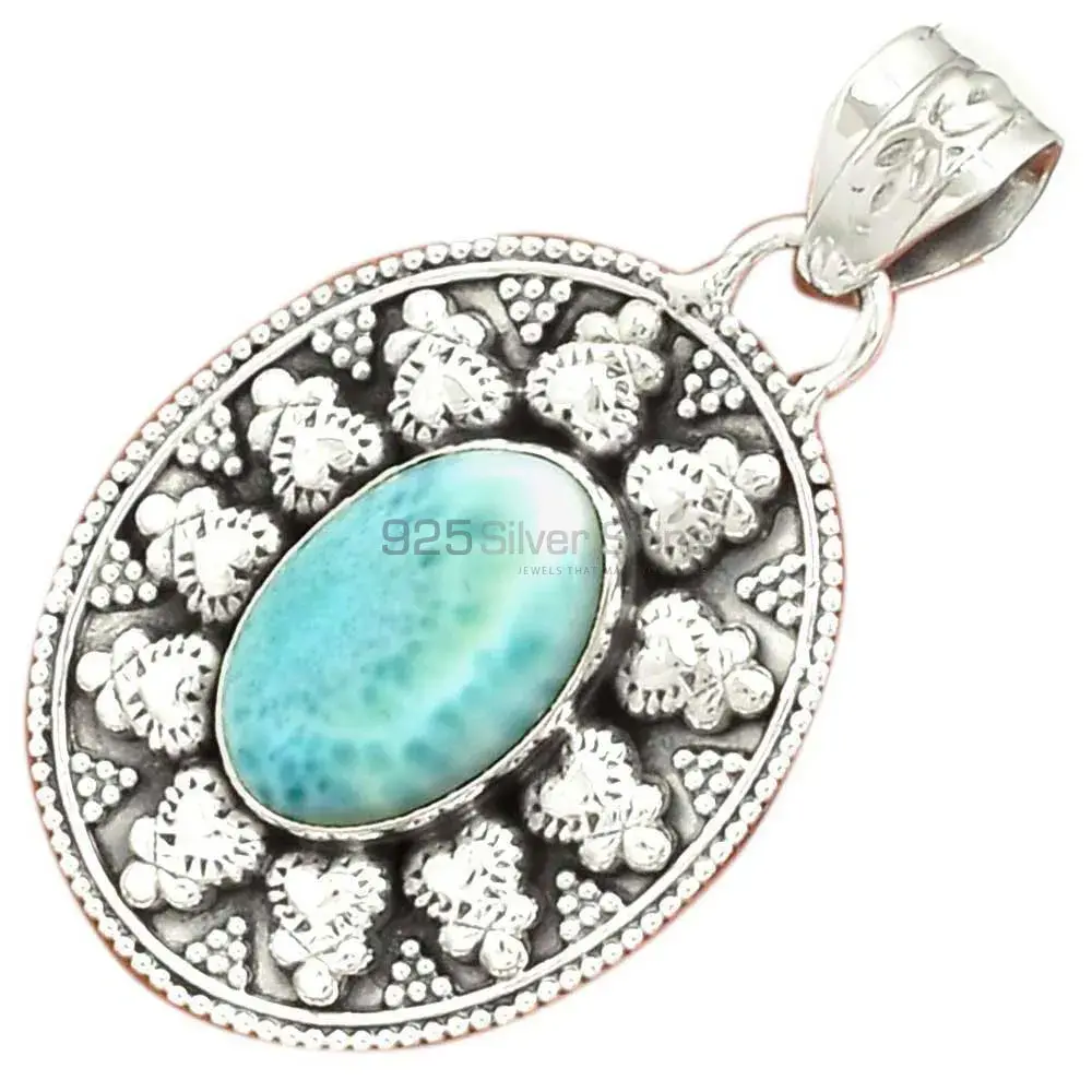 925 Fine Silver Pendants Suppliers In Larimar Gemstone Jewelry 925SP073-4_2