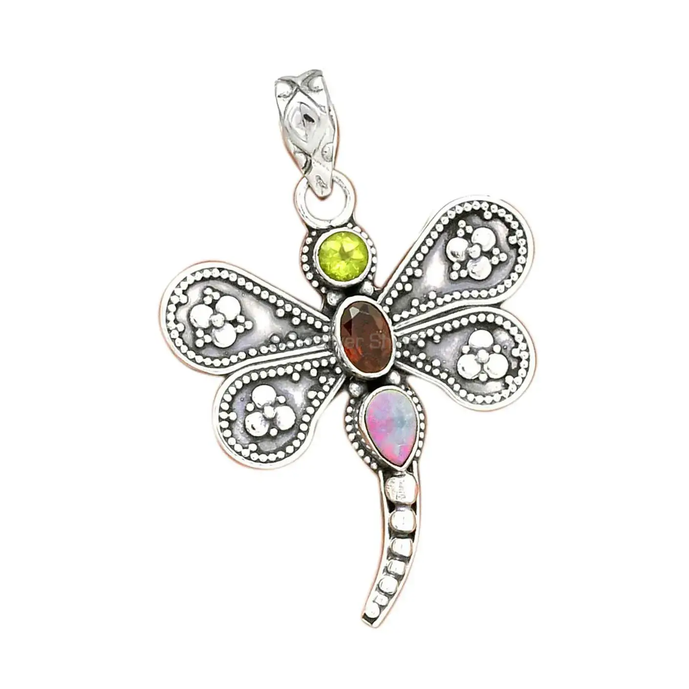 925 Fine Silver Pendants In Multi Gemstone Jewelry 925SP085-2_2