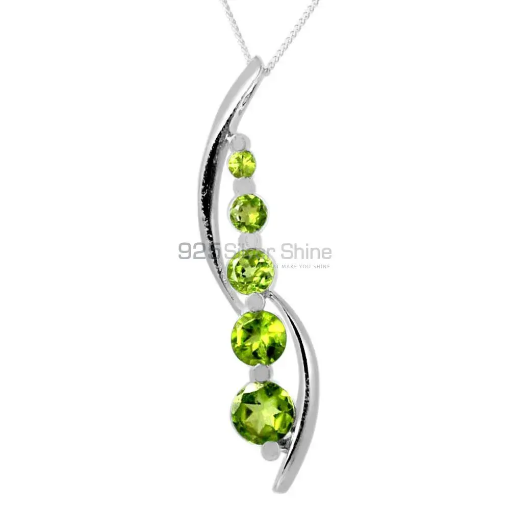 925 Fine Silver Pendants In Peridot Gemstone Jewelry 925SP261-5_0