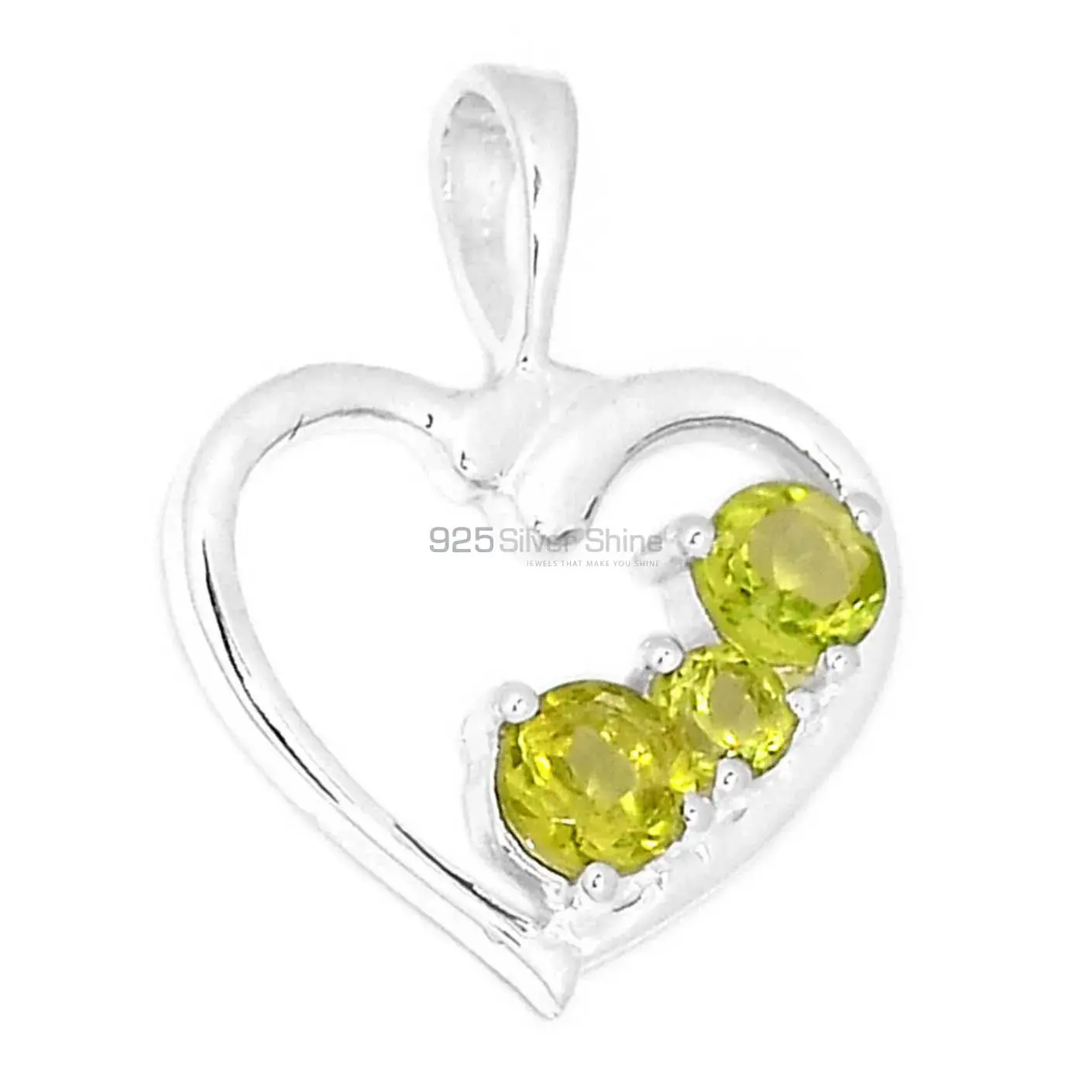 925 Fine Silver Pendants In Peridot Gemstone Jewelry 925SP277-5_0