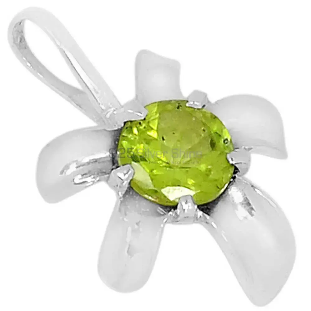 925 Fine Silver Pendants Suppliers In Peridot Gemstone Jewelry 925SSP312-6