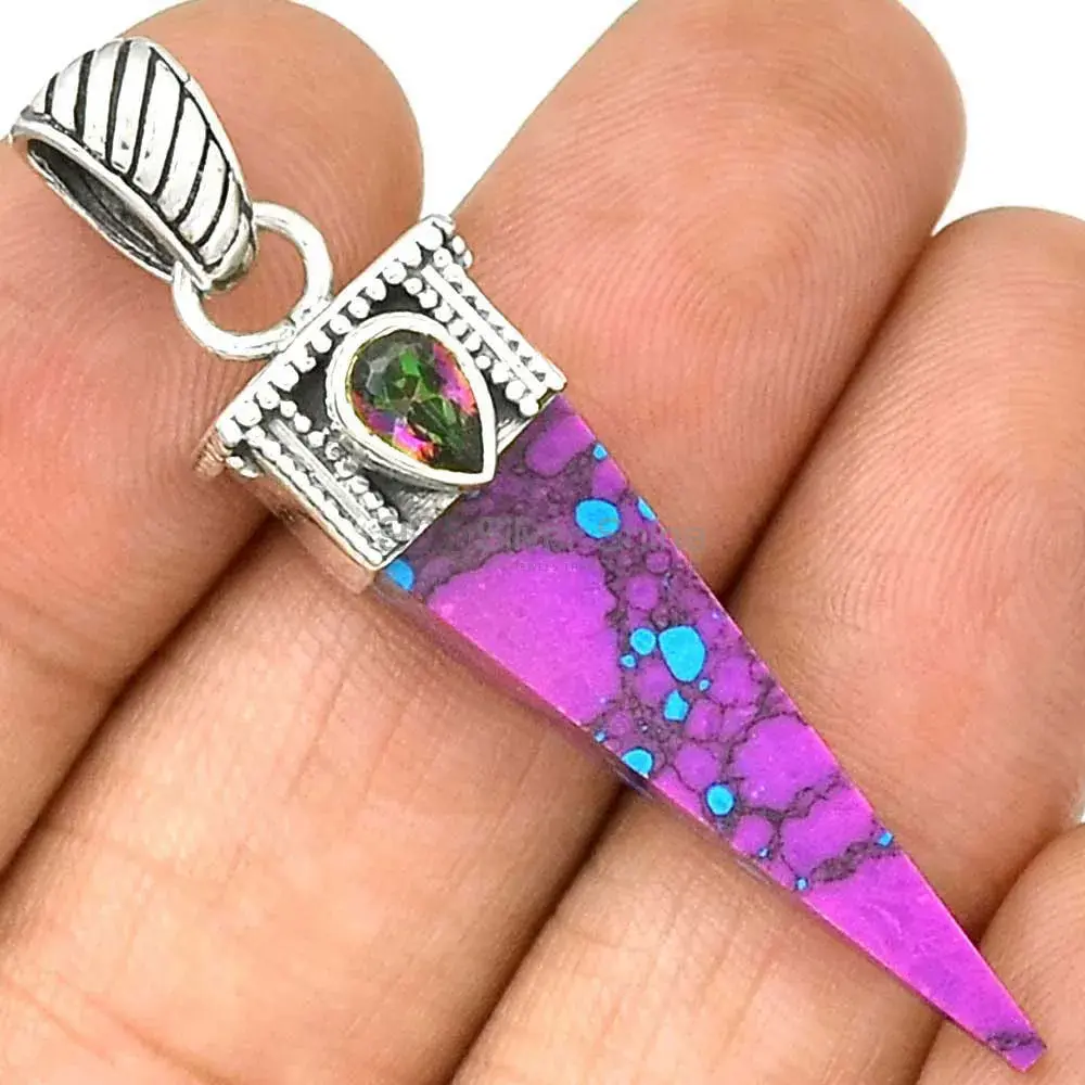 925 Fine Silver Pendants In Purple Turquoise Gemstone Jewelry 925SP34-4_1