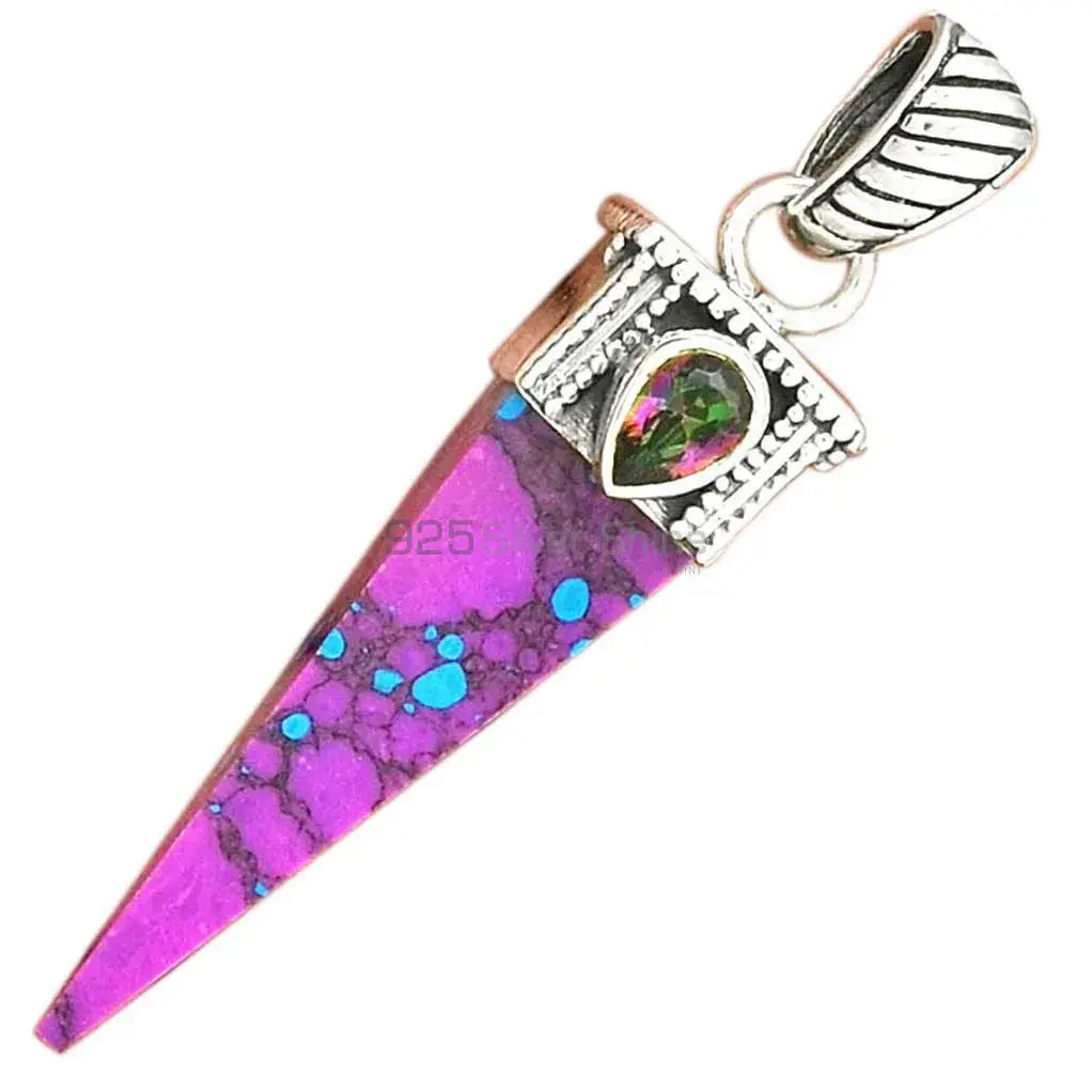 925 Fine Silver Pendants In Purple Turquoise Gemstone Jewelry 925SP34-4_3