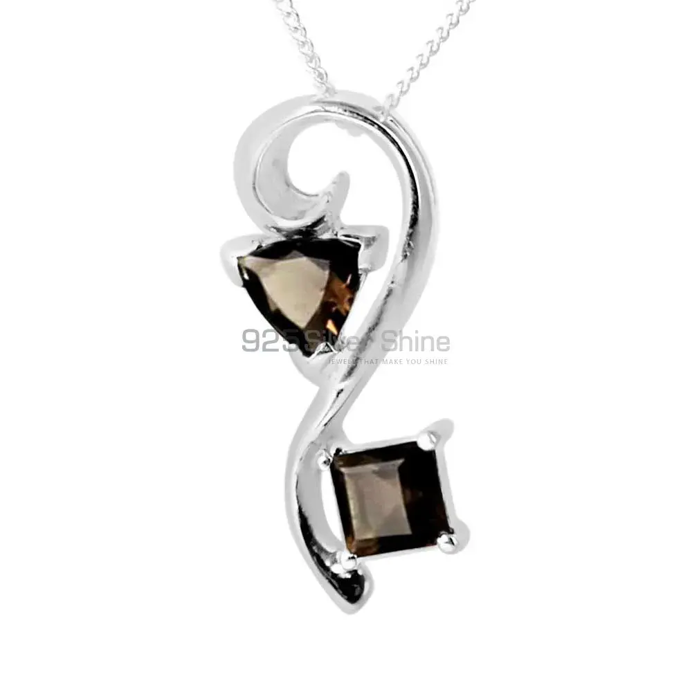 925 Fine Silver Pendants In Smokey Gemstone Jewelry 925SP253-3