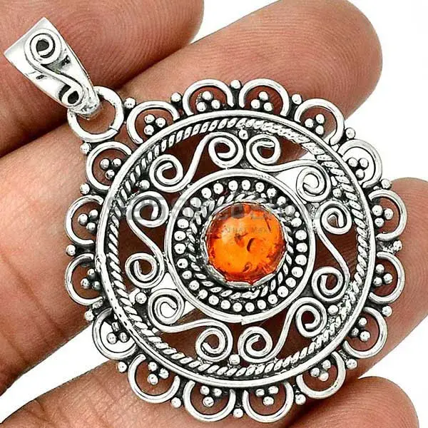 925 Fine Silver Pendants Suppliers In Amber Gemstone Jewelry 925SP19-6_0