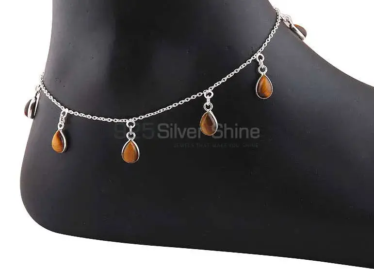 925 Silver Anklet In Tiger's Eye Jewelry