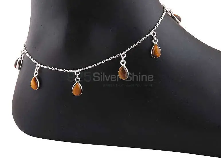 925 Silver Anklet In Tiger's Eye Jewelry 925ANK132