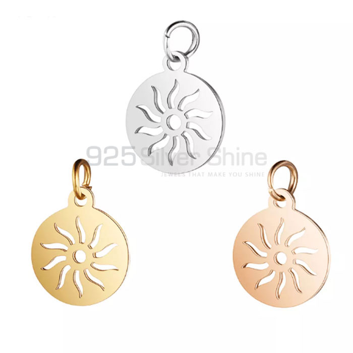 925 Silver Round Circle Sun Flower Charm Pendant SMMP580