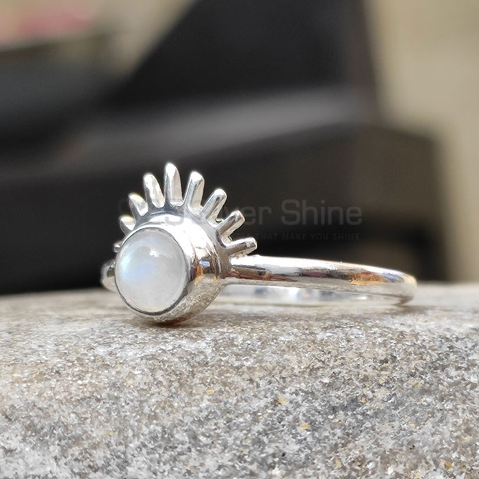 925 Silver Sun Rice Ring With Rainbow Moonstone SSR51_0