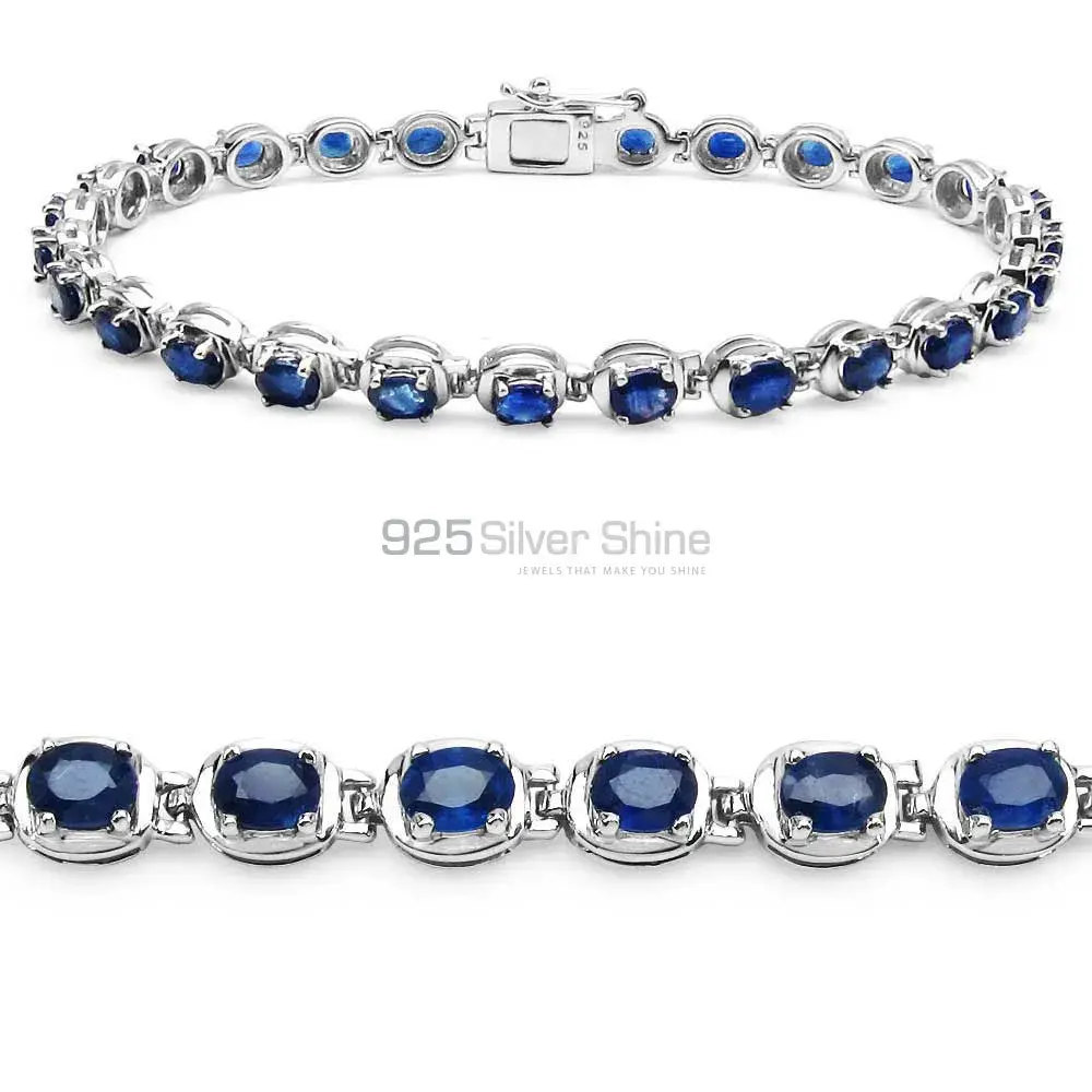 925 Silver Tennis Handmade Bracelets In Iolite Cut Stone Jewelry 925SB156_1