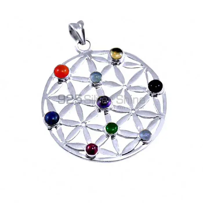 925 Solid Silver Chakra Pendant With Natural Seven Gemstone SSCP204