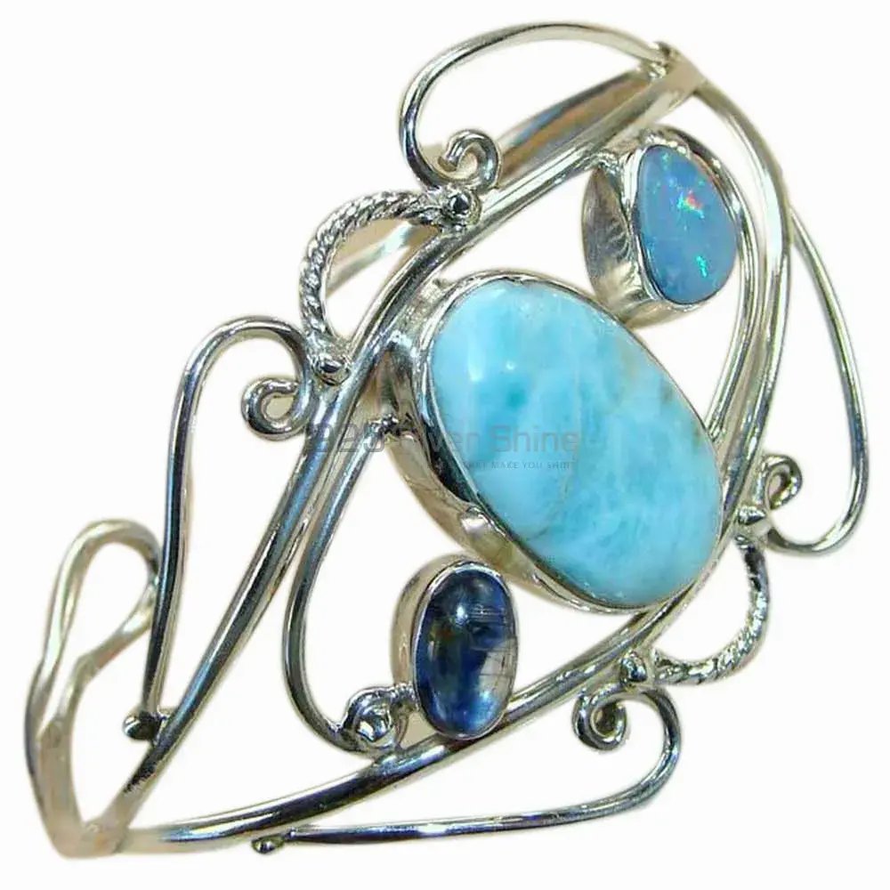 925 Solid Silver Cuff Bangles In Multi Gemstone 925SSB164