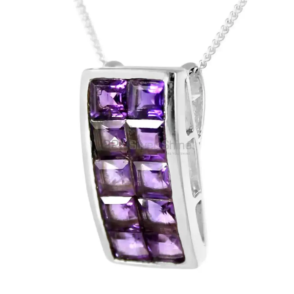 925 Solid Silver Pendants In Amethyst Gemstone Jewelry 925SP245-8_0