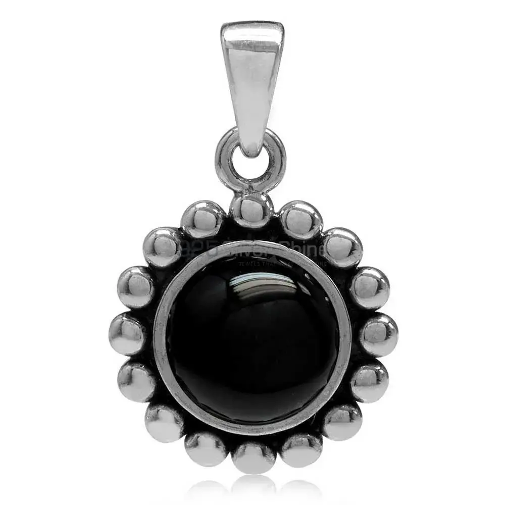 925 Solid Silver Pendants In Black Onyx Gemstone Jewelry 925SP02-1_0