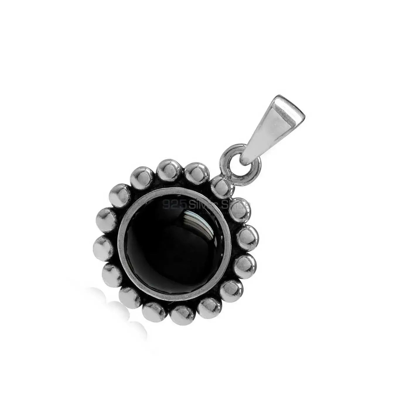 925 Solid Silver Pendants In Black Onyx Gemstone Jewelry 925SP02-1_2