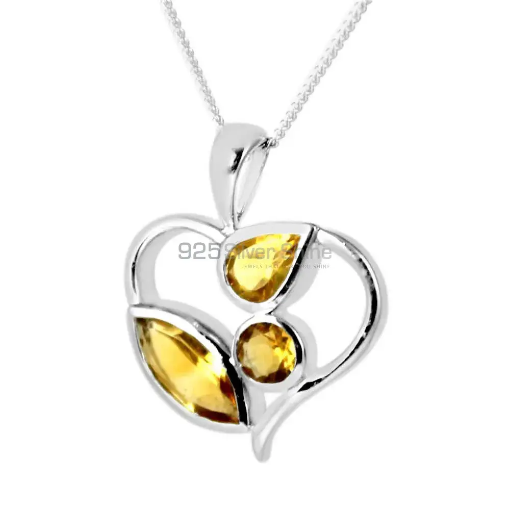 925 Solid Silver Pendants Exporters In Citrine Gemstone Jewelry 925SP229-2