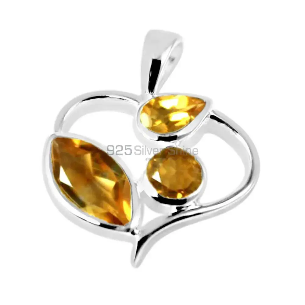 925 Solid Silver Pendants In Citrine Gemstone Jewelry 925SP229-2_1