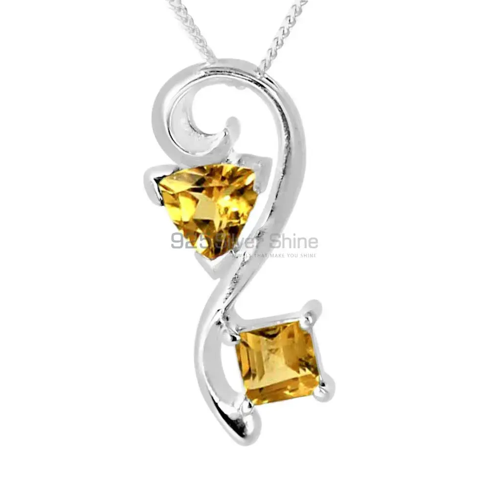 925 Solid Silver Pendants Exporters In Citrine Gemstone Jewelry 925SP253-2