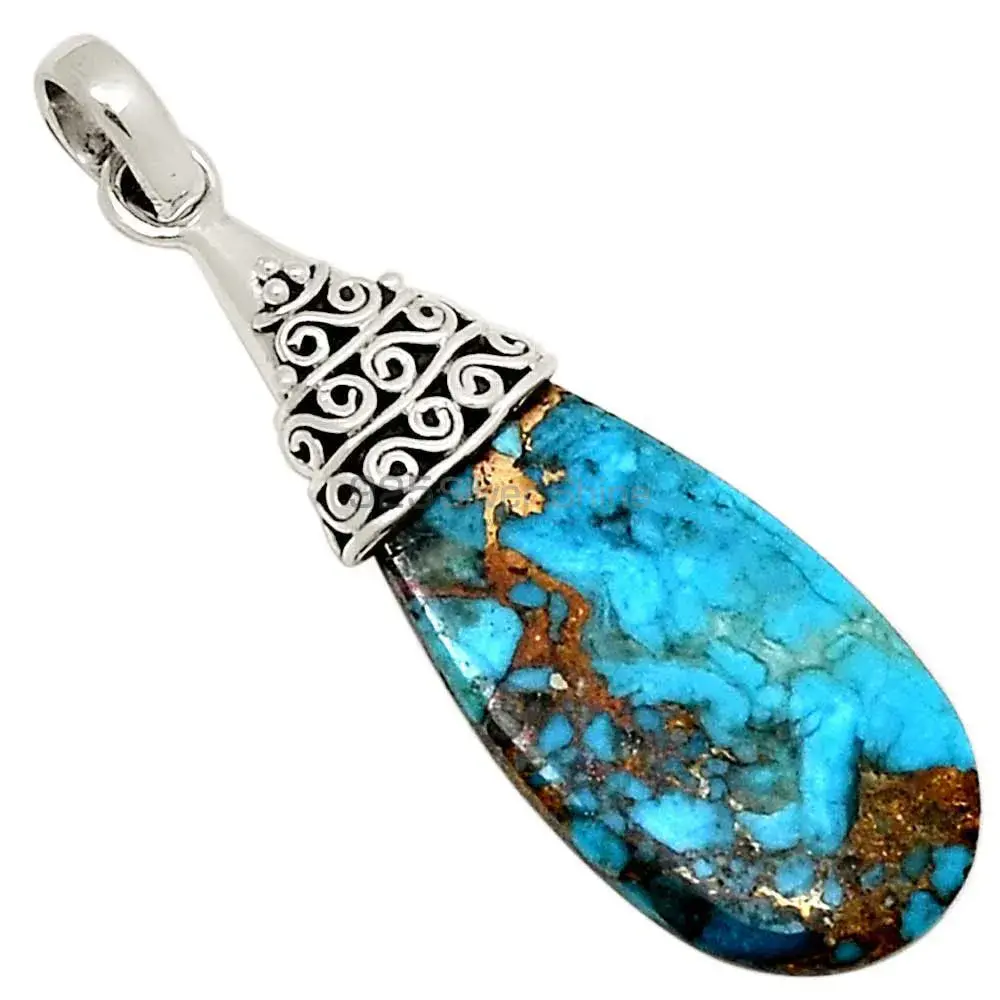 925 Solid Silver Pendants Exporters In Copper Turquoise Gemstone Jewelry 925SP190-3