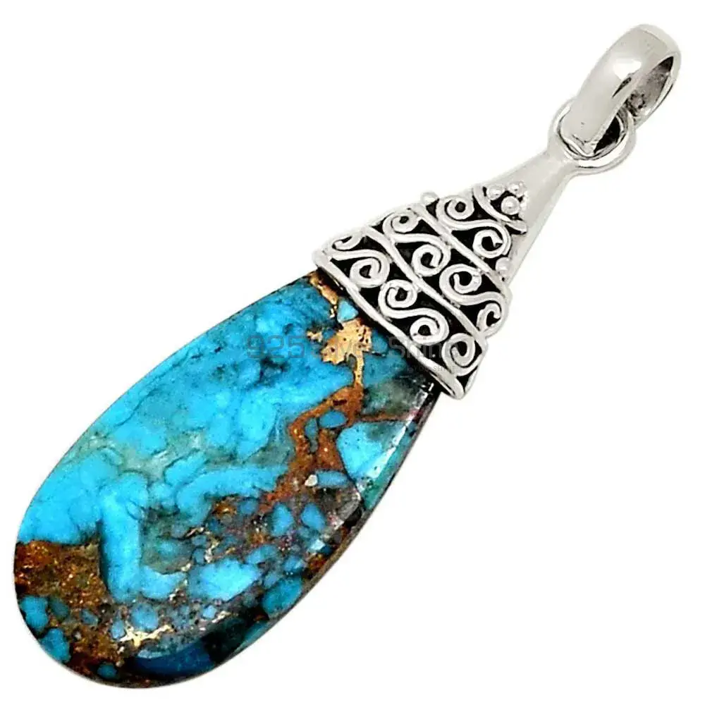 925 Solid Silver Pendants Exporters In Copper Turquoise Gemstone Jewelry 925SP190-3_0